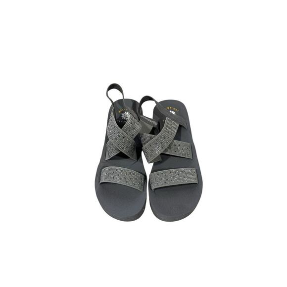 Yellow box Light Gray Grey Rhinestone Strappy Platform Sandals Women’s Size 8.5 - Picture 2 of 8